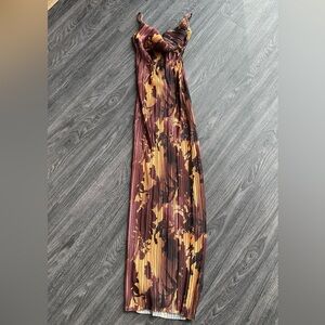 Multicolor Pleated Maxi Dress